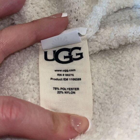 UGG Cardigan Open Front Sweater Women's Large Fleece Winter Cozycore White - Picture 3 of 7